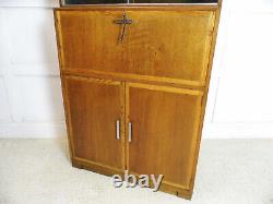 Antique Vintage MINTY bookcase Bureau Oak Library cabinet 1950s laptop desk