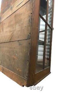 Antique Vintage Oak & Glass Corner Display Storage Cabinet, Kitchen/living Room