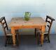 Antique Vintage Rustic Dining Kitchen Farmhouse Pine Table 2 Chairs White