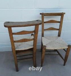 Antique Vintage Rustic Dining Kitchen Farmhouse Pine Table 2 Chairs white