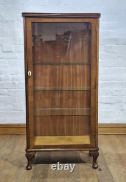 Antique Vintage Walnut single door display cabinet