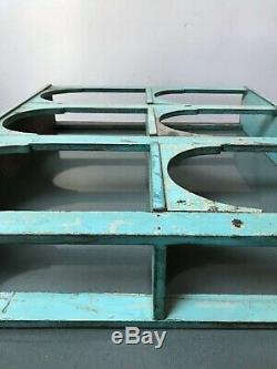 Antique/vintage Indian Furniture. Arched Teak Display Unit. Baby Blue & Mushroom