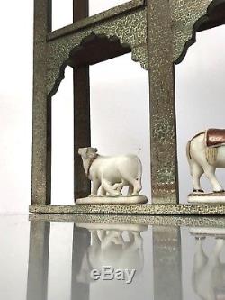 Antique/vintage Indian Furniture. Mughal Arch Display Unit. Mottled Sage Green
