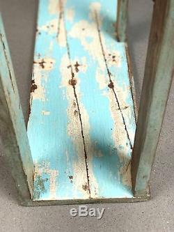 Antique/vintage Indian Furniture. Teak Arched Display Unit. Distressed Aquamarine