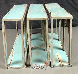 Antique/vintage Indian Furniture. Teak Arched Display Unit. Distressed Aquamarine
