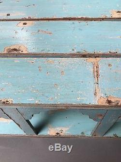 Antique/vintage Indian Furniture. Teak Arched Display Unit. Distressed Aquamarine