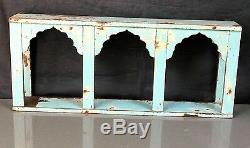 Antique/vintage Indian Furniture. Teak Arched Display Unit. Distressed Aquamarine