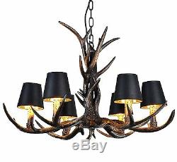 Antler Vintage Chandelier Deer Horn Resin 6 Lights Retro Style Lights Rural Lamp