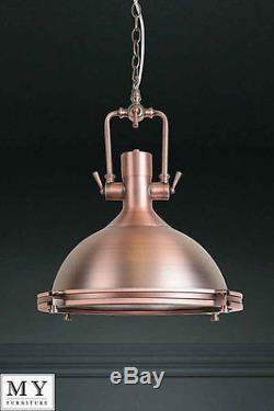 Anton Copper -Large industrial retro pendant kitchen hallway light 40 cm