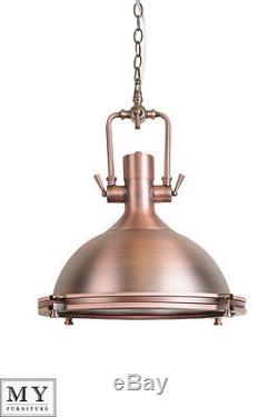 Anton Copper -Large industrial retro pendant kitchen hallway light 40 cm