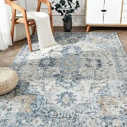 Area Rug 180x270cm Machine Washable Indoor Large Rug Blue Multi Print