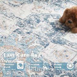 Area Rug 180x270cm Machine Washable Indoor Large Rug Blue Multi Print