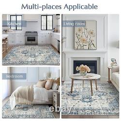 Area Rug 180x270cm Machine Washable Indoor Large Rug Blue Multi Print