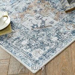 Area Rug 180x270cm Machine Washable Indoor Large Rug Blue Multi Print