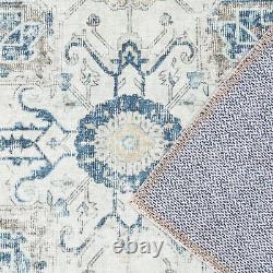Area Rug 180x270cm Machine Washable Indoor Large Rug Blue Multi Print
