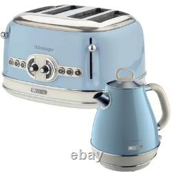 Ariete Vintage Blue 1.7L Kettle & 4-Slice Toaster Combo Retro Kitchen Set