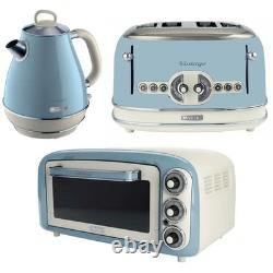Ariete Vintage Kettle, Toaster & Mini Oven Blue Retro Kitchen Bundle UK
