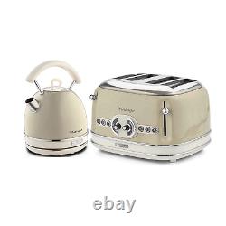 Ariete Vintage Style Retro Kitchen Set 1.7L Dome Kettle & 4 Slice Toaster- Cream