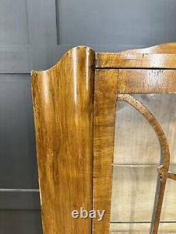 Art Deco Glazed Walnut China Cabinet / Drinks Cupboard / Gin Cupboard /Cocktail