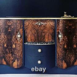 Art Deco/Vintage/Retro/Drinks/Cocktail Cabinet/Bar/Blue/Wood/Upcycled/ elegant