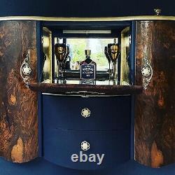 Art Deco/Vintage/Retro/Drinks/Cocktail Cabinet/Bar/Blue/Wood/Upcycled/ elegant