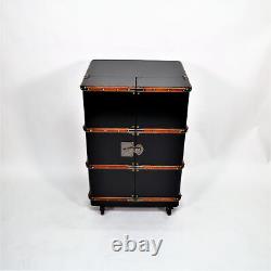 Authentic Models Polo Club Bar Black Whiskey Cabinet Cabinet Wine Rack Vintage