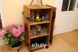 Bar Cabinet Cabinet Vintage Shabby Chic Solid Wood on Rolls