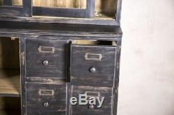 Bar Cabinet Large Distressed Paintwork Vintage Style Six Parts Storage