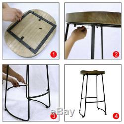 Bar Stools Industrial Rustic Metal Vintage Backless Counter High Chair Pub Seat