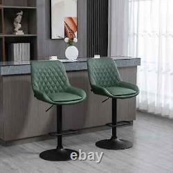 Bar Stools Set 2pc Retro Swivel Kitchen Breakfast Dining Seat Back Footrest Unit