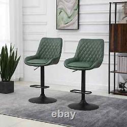 Bar Stools Set 2pc Retro Swivel Kitchen Breakfast Dining Seat Back Footrest Unit