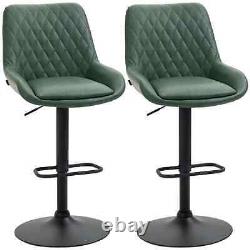 Bar Stools Set 2pc Retro Swivel Kitchen Breakfast Dining Seat Back Footrest Unit