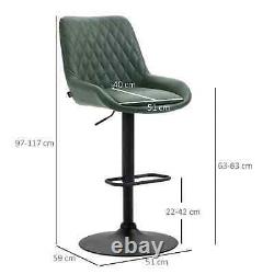 Bar Stools Set 2pc Retro Swivel Kitchen Breakfast Dining Seat Back Footrest Unit