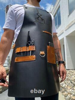 Barber Leather Apron with Logo / Hairdresser apron / Barista Bertender leather