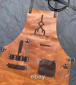 Barber Leather Apron with Logo / Hairdresser apron / Barista Bertender leather