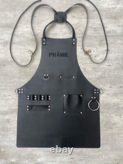 Barber Leather Apron with Logo / Hairdresser apron / Barista Bertender leather