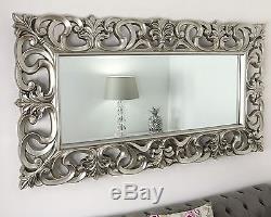 Baroque Silver Vintage Rectangle Ornate Wall Mirror 66 x 36 X Large