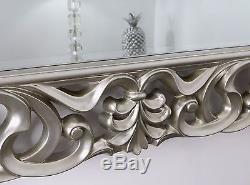 Baroque Silver Vintage Rectangle Ornate Wall Mirror 66 x 36 X Large