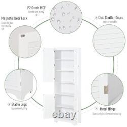 Bathroom Tall Dresser Cabinet Storage Organizer Narrow Cupboard Shelf Doors Unit