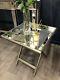 Beautiful Antique Gold Mirrored Butler Tray With Wooden Stand