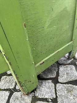 Beautiful Antique Green Painted Chic Pine Bath Kitchen Storage Cupboard Rustic