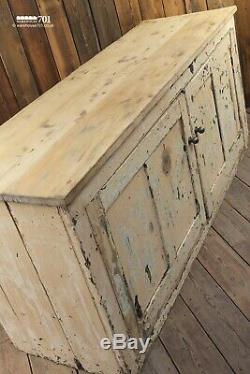 Beautiful Old Vintage Aged Two Door Painted Wood Sideboard Kitchen Hall Storage