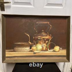 Beautiful Vintage Retro Oil Painting On Board Still Life Kitchen Painting Framed