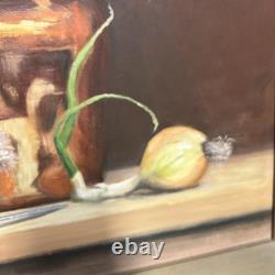 Beautiful Vintage Retro Oil Painting On Board Still Life Kitchen Painting Framed