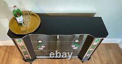 Bespoke Vintage English Rose Drinks Glass Cabinet, Vitrine Art Deco- Upcycled