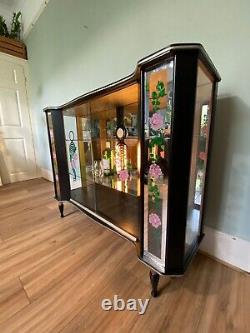 Bespoke Vintage English Rose Drinks Glass Cabinet, Vitrine Art Deco- Upcycled