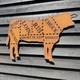 Big Cow Sign Metal Shop Home Butchers Cuts Meat Bbq Kitchen Cafe Bar Decoration