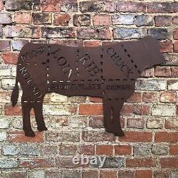 Big Rusty COW Sign Decoration Christmas Gift Ideas Unique BBQ Lover Kitchen