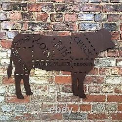 Big Rusty COW Sign Decoration Christmas Gift Ideas Unique BBQ Lover Kitchen