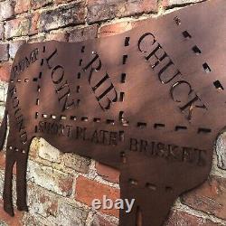 Big Rusty COW Sign Decoration Christmas Gift Ideas Unique BBQ Lover Kitchen